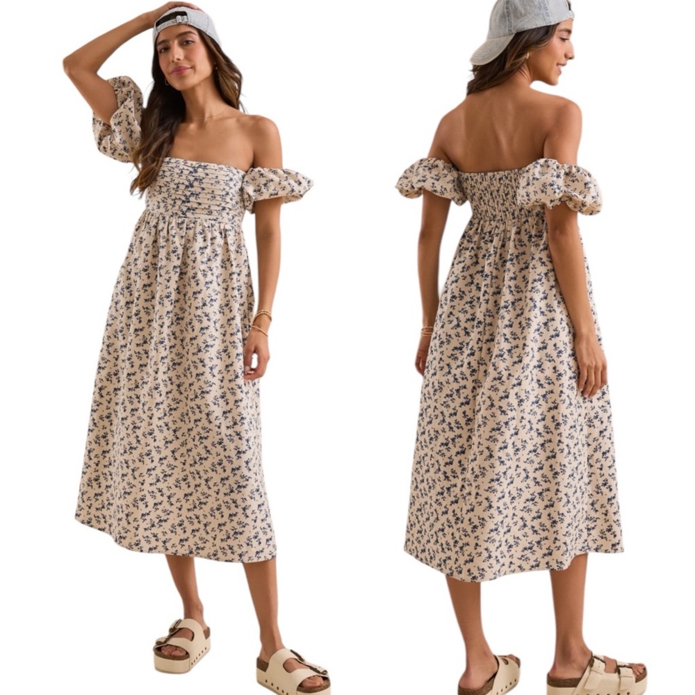 Altar'd State Blue and Cream Floral Maxi Dress